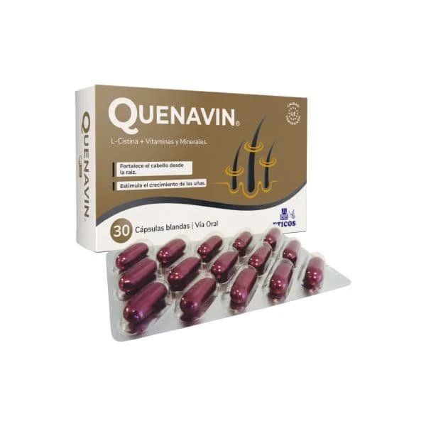 Quenavin - L-cistina, vitaminas e minerais- 30 cápsulas